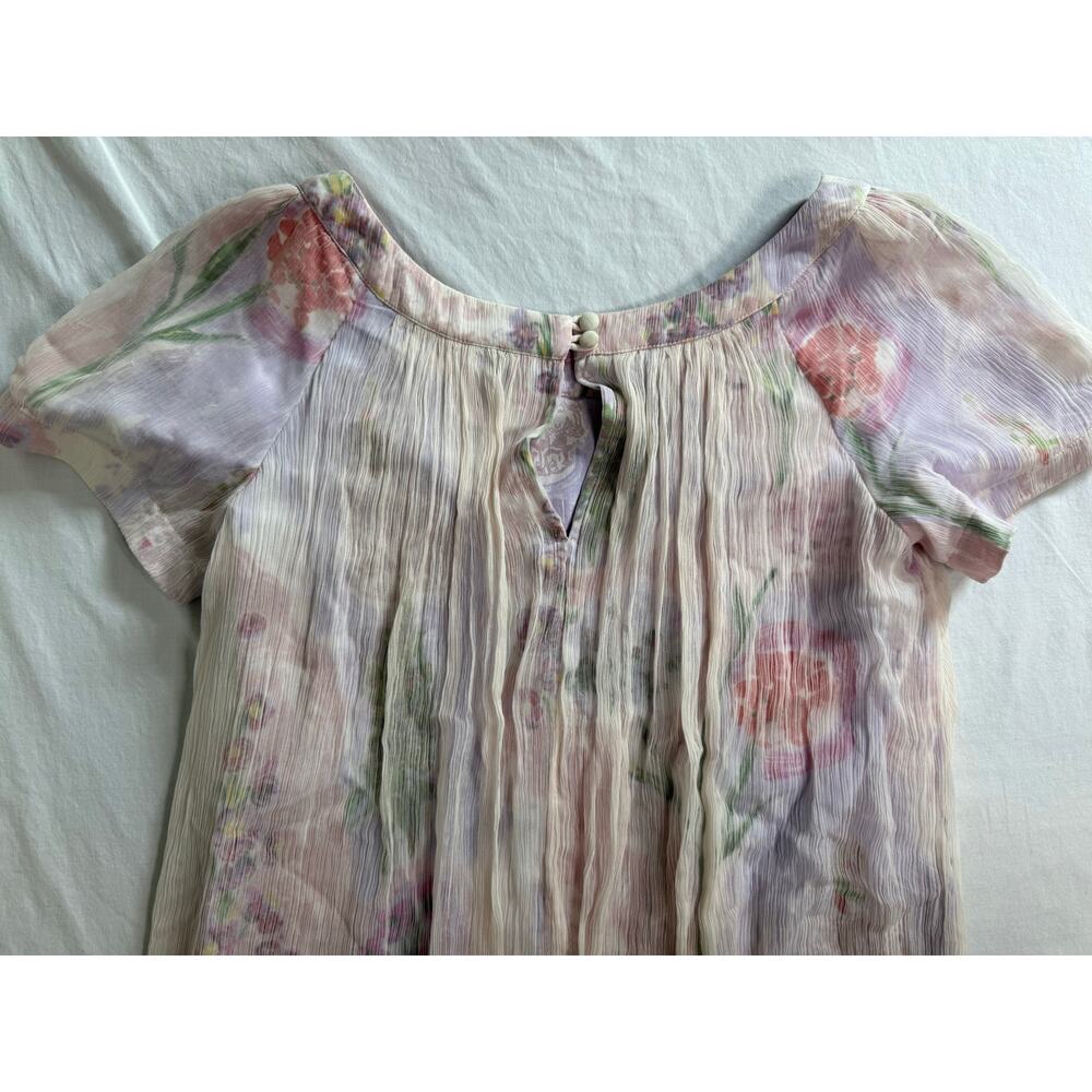 Anthropologie HD in Paris Dipped Chroma Swing Dress Size 2 Floral Gauzy Keyhole - Picture 5 of 11